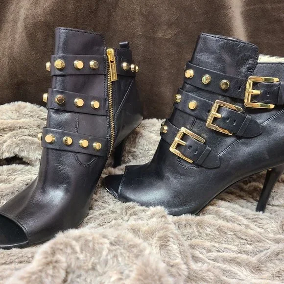 Bryn Michael Kors Black Studded Boots Heels